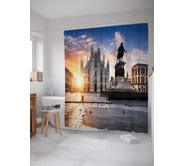 Штора (занавеска) для ванной JoyArty "Статуя на площади" из сатена, 180х200 см с крючками, sc_20190