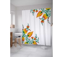 Штора (занавеска) для ванной JoyArty "Лиственная магия" из сатена, 180х200 см с крючками, sc_19967