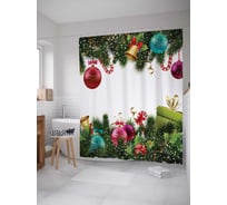 Штора (занавеска) для ванной JoyArty "Настройся на праздник" из сатена, 180х200 см с крючками, sc_20295