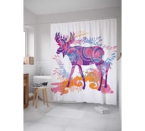 Штора (занавеска) для ванной JoyArty "Лосиные краски" из сатена, 180х200 см с крючками, sc_22293