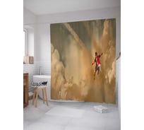 Штора (занавеска) для ванной JoyArty "Человеческий полет" из сатена, 180х200 см с крючками, sc_23075