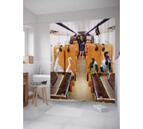 Штора (занавеска) для ванной JoyArty "Комфортный полет" из сатена, 180х200 см с крючками, sc_22348