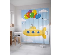 Штора (занавеска) для ванной JoyArty "Полет субмарины" из сатена, 180х200 см с крючками, sc_22372