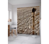 Штора (занавеска) для ванной JoyArty "Ковбойское лассо" из сатена, 180х200 см с крючками, sc_23108