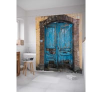 Штора (занавеска) для ванной JoyArty "Кривые ворота" из сатена, 180х200 см с крючками, sc_21336