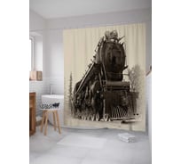 Штора (занавеска) для ванной JoyArty "Величие поезда" из сатена, 180х200 см с крючками, sc_22394