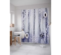 Штора (занавеска) для ванной JoyArty "Заснеженный день" из сатена, 180х200 см с крючками, sc_21500