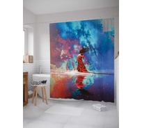 Штора (занавеска) для ванной JoyArty "Леди с озера" из сатена, 180х200 см с крючками, sc_23048