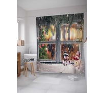 Штора (занавеска) для ванной JoyArty "Зимнее окно" из сатена, 180х200 см с крючками, sc_21494