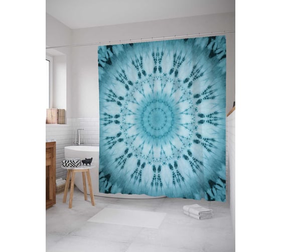 Штора (занавеска) для ванной JoyArty "История иллюзии" из сатена, 180х200 см с крючками, sc_20340 1