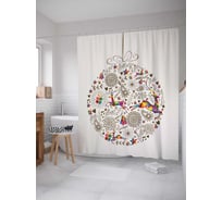 Штора (занавеска) для ванной JoyArty "Игрушечный шар" из сатена, 180х200 см с крючками, sc_21449