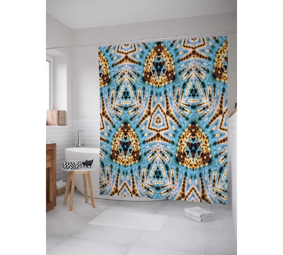 Штора (занавеска) для ванной JoyArty "Вселенская мудрость" из сатена, 180х200 см с крючками, sc_20347