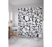 Штора (занавеска) для ванной JoyArty "Уйма скелетов" из сатена, 180х200 см с крючками, sc_21378