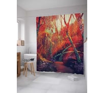 Штора (занавеска) для ванной JoyArty "Лес, озаренный солнечными лучами" из сатена, 180х200 см с крючками, sc_23022