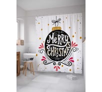 Штора (занавеска) для ванной JoyArty "Рождественский шар" из сатена, 180х200 см с крючками, sc_21481
