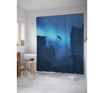 Штора (занавеска) для ванной JoyArty "Прыжок в неизвестность" из сатена, 180х200 см с крючками, sc_23093