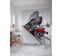 Штора (занавеска) для ванной JoyArty "Старый паровоз" из сатена, 180х200 см с крючками, sc_22390