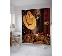 Штора (занавеска) для ванной JoyArty "Ковбойское украшение" из сатена, 180х200 см с крючками, sc_23101