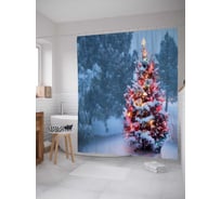 Штора (занавеска) для ванной JoyArty "Украшенная дикая ель" из сатена, 180х200 см с крючками, sc_21437