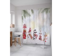 Штора (занавеска) для ванной JoyArty "Зимние празднования" из сатена, 180х200 см с крючками, sc_21492