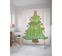 Штора (занавеска) для ванной JoyArty "Рождественское пожелание" из сатена, 180х200 см с крючками, sc_21488