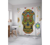 Штора (занавеска) для ванной JoyArty "Сахарный череп из Мексики" из сатена, 180х200 см с крючками, sc_26777