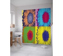 Штора (занавеска) для ванной JoyArty "Цветные различия" из сатена, 180х200 см с крючками, sc_21383