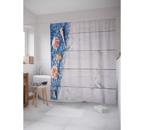 Штора (занавеска) для ванной JoyArty "Морской улов" из сатена, 180х200 см с крючками, sc_20377