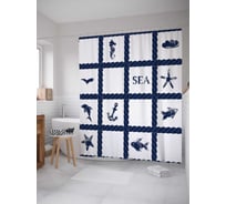 Штора (занавеска) для ванной JoyArty "Канатная решетка" из сатена, 180х200 см с крючками, sc_23147