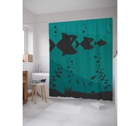Штора (занавеска) для ванной JoyArty "Рыбное безумие" из сатена, 180х200 см с крючками, sc_21315