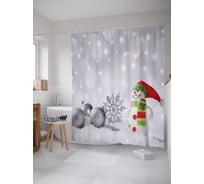 Штора (занавеска) для ванной JoyArty "Праздничный снег" из сатена, 180х200 см с крючками, sc_21484
