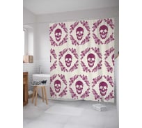 Штора (занавеска) для ванной JoyArty "Розовый орнамент" из сатена, 180х200 см с крючками, sc_21373
