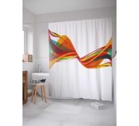 Штора (занавеска) для ванной JoyArty "Абстрактная волна" из сатена, 180х200 см с крючками, sc_22234