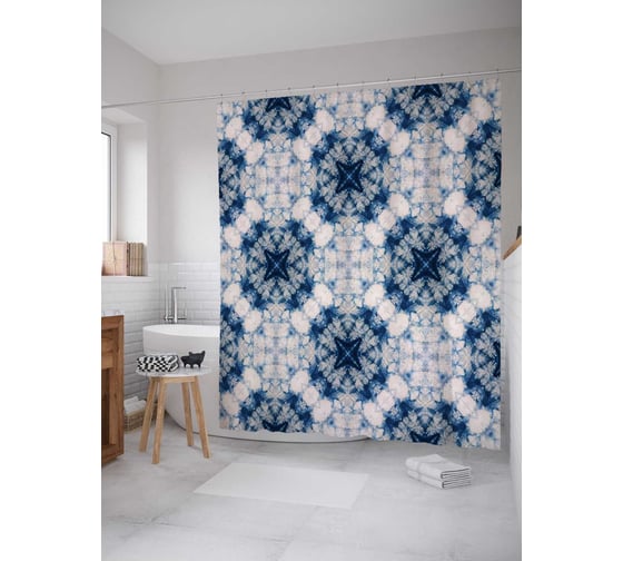 Штора (занавеска) для ванной JoyArty "Иллюзия симметрии" из сатена, 180х200 см с крючками, sc_20349 1