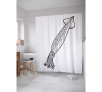 Штора (занавеска) для ванной JoyArty "Безумный кальмар" из сатена, 180х200 см с крючками, sc_22277