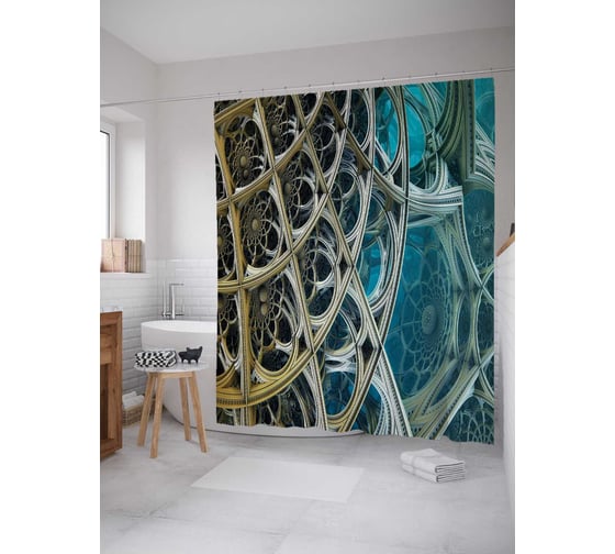 Штора (занавеска) для ванной JoyArty "Таинственный мир" из сатена, 180х200 см с крючками, sc_21566 1