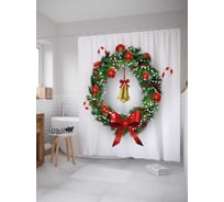 Штора (занавеска) для ванной JoyArty "Игрушки на венке" из сатена, 180х200 см с крючками, sc_21510