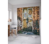 Штора (занавеска) для ванной JoyArty "Закрытая дверь" из сатена, 180х200 см с крючками, sc_21334