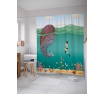 Штора (занавеска) для ванной JoyArty "Морская встреча" из сатена, 180х200 см с крючками, sc_23165