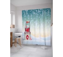 Штора (занавеска) для ванной JoyArty "Заснеженные подарки" из сатена, 180х200 см с крючками, sc_21465
