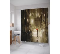 Штора (занавеска) для ванной JoyArty "Под дождем" из сатена, 180х200 см с крючками, sc_21364