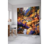 Штора (занавеска) для ванной JoyArty "Таинственные следы" из сатена, 180х200 см с крючками, sc_23032