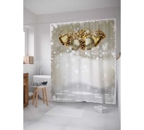 Штора (занавеска) для ванной JoyArty "Рождественские колокольчики" из сатена, 180х200 см с крючками, sc_21440