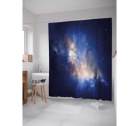 Штора (занавеска) для ванной JoyArty "Облачный космос" из сатена, 180х200 см с крючками, sc_22417