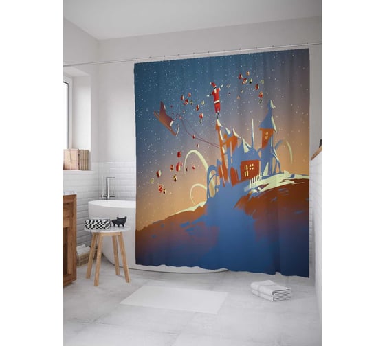 Штора (занавеска) для ванной JoyArty "Сказочная атмосфера" из сатена, 180х200 см с крючками, sc_23020 1