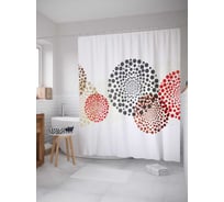 Штора (занавеска) для ванной JoyArty "Пятнистые круги" из сатена, 180х200 см с крючками, sc_22232