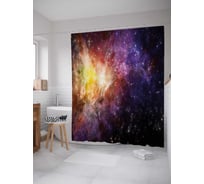 Штора (занавеска) для ванной JoyArty "Космическая радуга" из сатена, 180х200 см с крючками, sc_22413