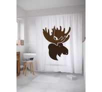 Штора (занавеска) для ванной JoyArty "Лось наблюдает" из сатена, 180х200 см с крючками, sc_22284