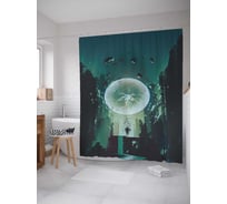 Штора (занавеска) для ванной JoyArty "Космическое пространство" из сатена, 180х200 см с крючками, sc_23017