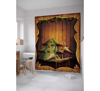 Штора (занавеска) для ванной JoyArty "Игрушечные олени" из сатена, 180х200 см с крючками, sc_21432